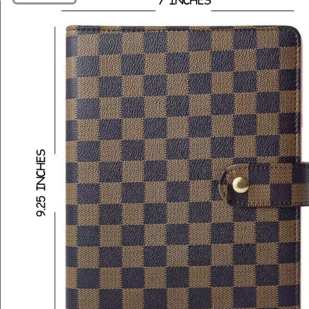 Luxury Checkered A5 Agenda Binder Journal Notepad Gift Brown with extra inserts - Picture 2 of 6